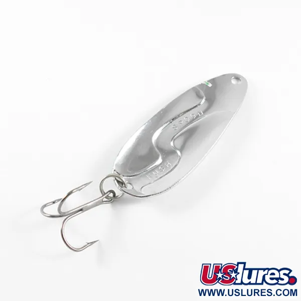 Vintage  Kushner Kush Spoon, 1/3oz Nickel / White / Green fishing spoon #1524