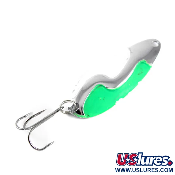 Vintage  Kushner Kush Spoon, 1/3oz Nickel / White / Green fishing spoon #1524