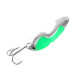 Vintage  Kushner Tackle Kush Spoon, 1/3oz Nickel / White / Green fishing spoon #1524