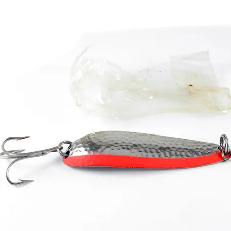 Luhr Jensen Krocodile, 1oz Hammered Nickel / Orange fishing spoon #1531