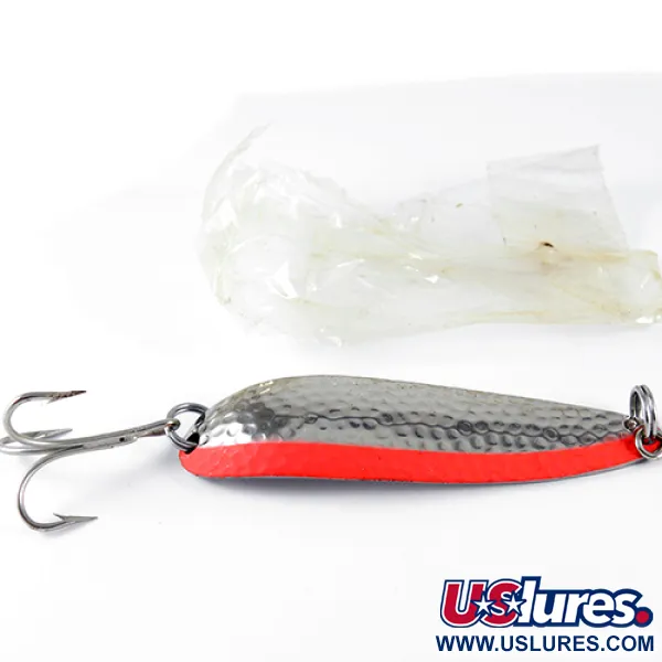 Luhr Jensen Krocodile, 1oz Hammered Nickel / Orange fishing spoon #1531
