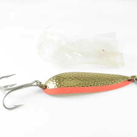 Luhr Jensen Krocodile, 1oz Hammered Gold / Orange fishing spoon #1532