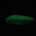 Vintage  Seneca Little Cleo (Hula Girl) Glow, 3/4oz White / Green / Nickel glow (Glow in Dark) fishing spoon #1539
