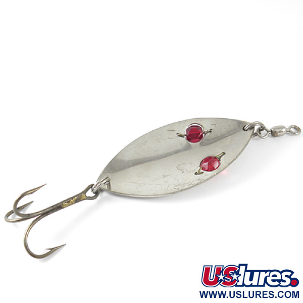 Vintage Gibbs Ruby Eye Wiggler 3, 1oz Nickel / Red fishing spoon #1556
