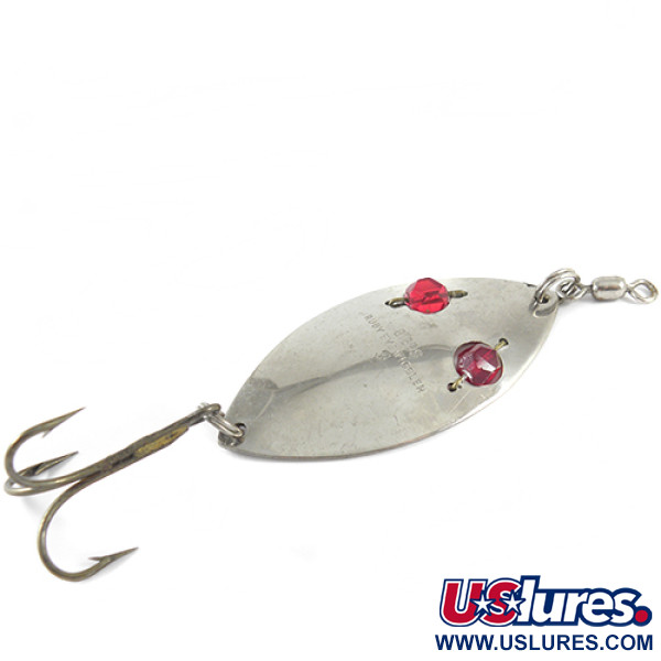 Vintage   Gibbs Ruby Eye Wiggler 3, 1oz Nickel / Red fishing spoon #1556