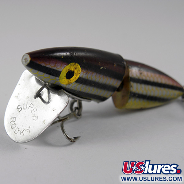 Vintage  Rockland Super Rocky, 3/16oz Black / Brown / Yellow fishing lure #1568