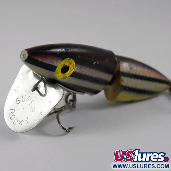 Vintage Rockland Super Rocky, 3/16oz Black / Brown / Yellow fishing lure #1568