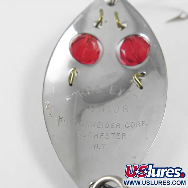 Vintage Hofschneider Red Eye junior, 1/2oz Nickel / Red Eyes fishing spoon #1572