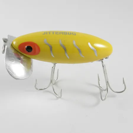 Vintage Fred Arbogast Jitterbug , 1/2oz Yellow fishing lure #1582