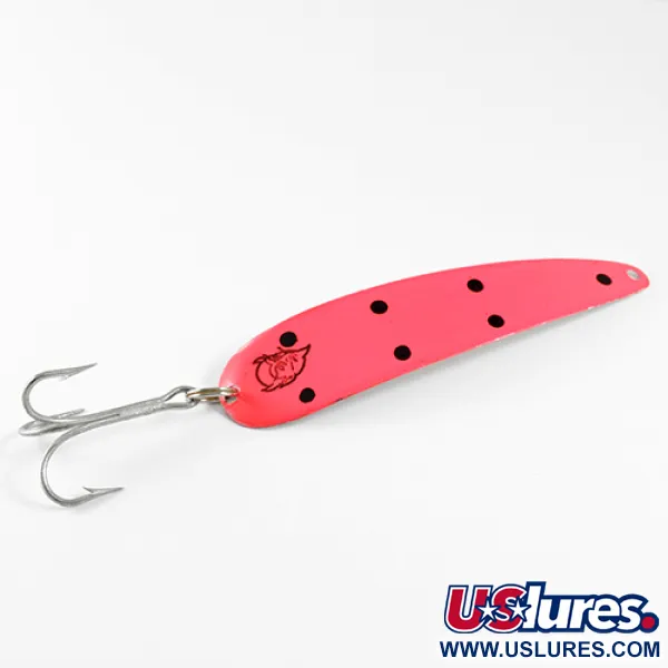 Vintage  Eppinger King Flutter Devle 3200, 1/3oz Fluorescent Orange / Nickel fishing spoon #1590