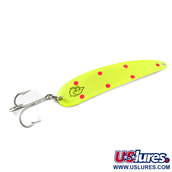 Vintage  Other King Flutter Devle 3200, 1/3oz Fluorescent Yellow / Nickel fishing spoon #1591