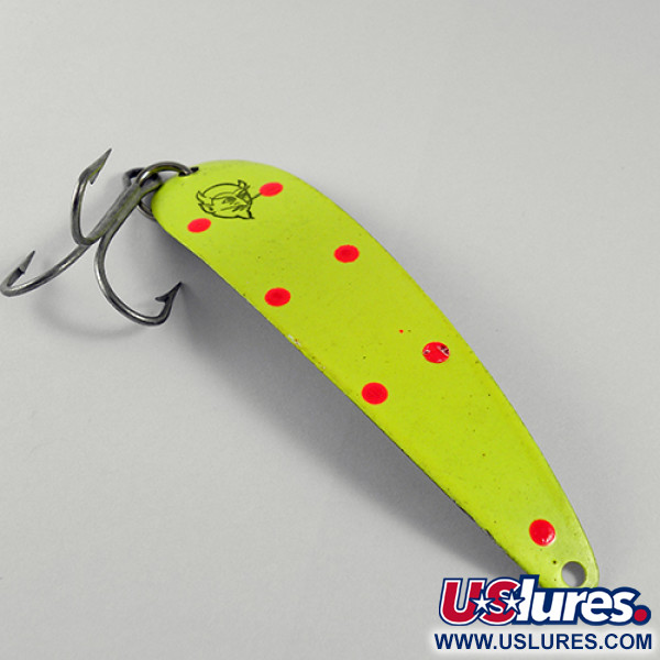 Vintage  Other King Flutter Devle 3200, 1/3oz Fluorescent Yellow / Nickel fishing spoon #1591