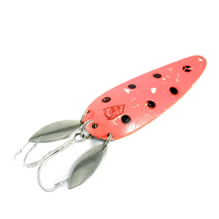 Vintage Eppinger Dardevle Klicker, 1oz Fluorescent Orange / Nickel fishing spoon #1599