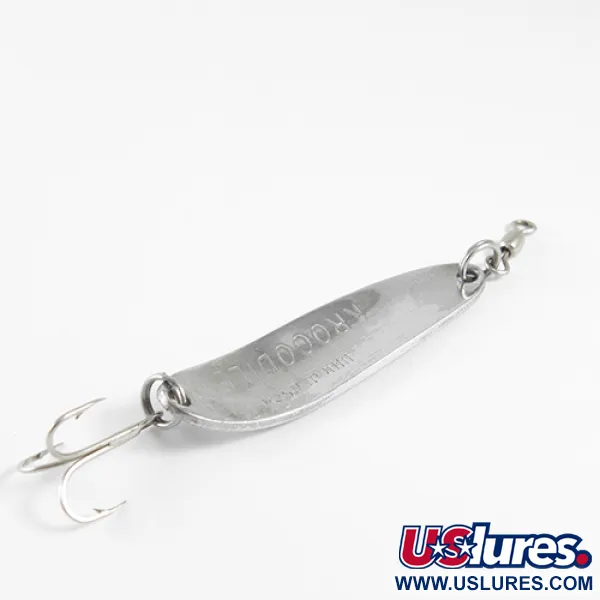 Vintage  Luhr Jensen Krocodile 1600, 1/3oz Nickel / Blue fishing spoon #1600