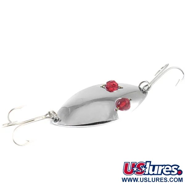 Vintage  Hofschneider Red Eye Wiggler, 1oz Nickel / Red Eyes fishing spoon #1604