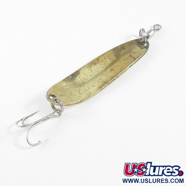 Vintage  Luhr Jensen Krocodile, 1/3oz Fluorescent Yellow / Brass fishing spoon #1606