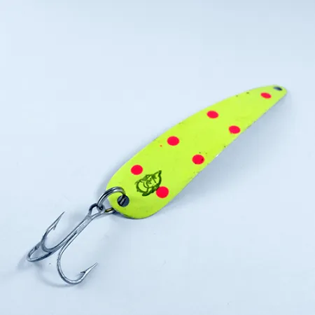 Vintage Eppinger JR Flutter Devle 3100, 3/16oz Fluorescent Yellow / Red / Nickel fishing spoon #1610