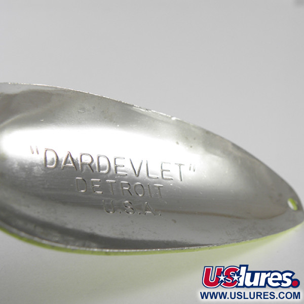 Vintage  Eppinger Dardevle Dardevlet , 3/4oz Fluorescent Yellow / Red / Nickel fishing spoon #1614