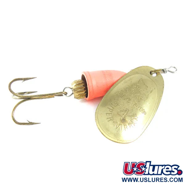 Vintage   Blue Fox Super Vibrax 4, 3/8oz Brass / Orange spinning lure #1617