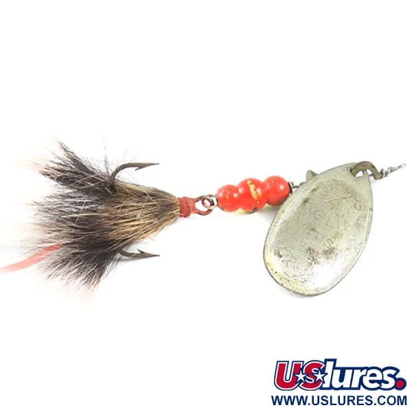 Vintage   Mepps Aglia Fluo 4 dressed (squirrel tail), 1/3oz Nickel spinning lure #1619