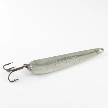 Vintage Eppinger Dardevle Flutter-Chuck, 1/4oz Nickel / Green fishing spoon #1625