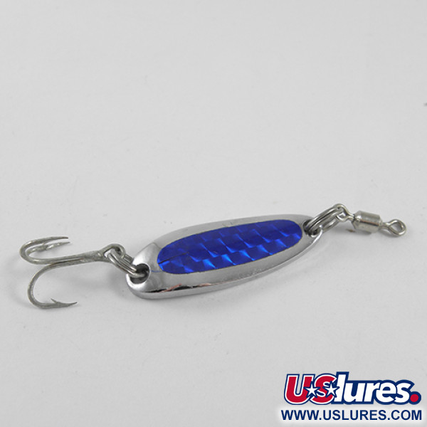 Vintage  Luhr Jensen Krocodile, 1/4oz Nickel / Blue fishing spoon #1635