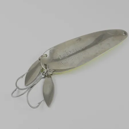 Vintage Eppinger Dardevle Klicker, 1oz Fluorescent Yellow / Red / Nickel fishing spoon #1660