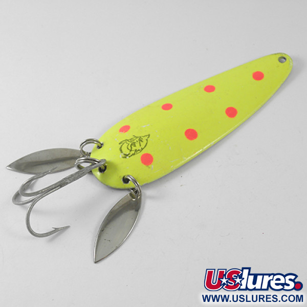 Vintage  Eppinger Dardevle Klicker, 1oz Fluorescent Yellow / Red / Nickel fishing spoon #1660