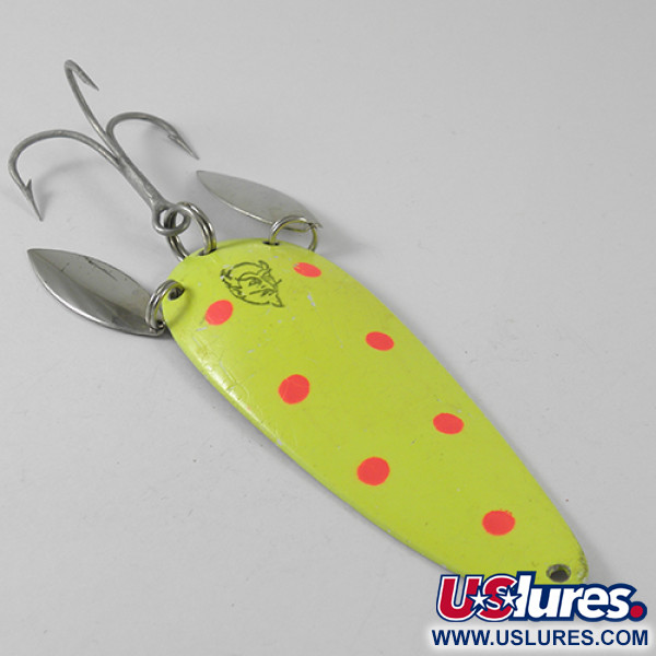 Vintage  Eppinger Dardevle Klicker, 1oz Fluorescent Yellow / Red / Nickel fishing spoon #1660