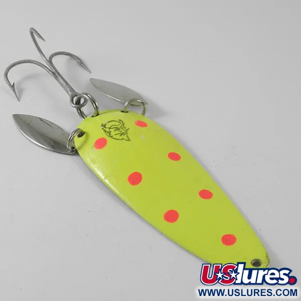 Vintage  Eppinger Dardevle Klicker, 1oz Fluorescent Yellow / Red / Nickel fishing spoon #1660