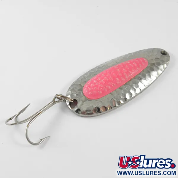 Vintage   Blue Fox Pixee , 3/4oz Nickel / Pink fishing spoon #1673
