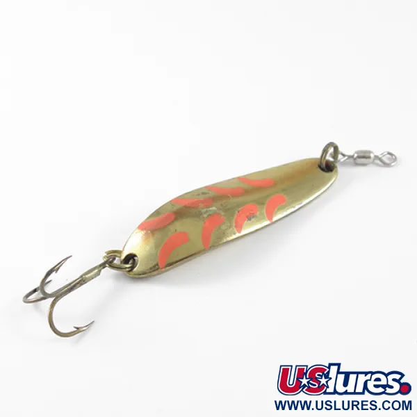 Vintage  Luhr Jensen Krocodile Die #3, 1/2oz Red / Brass fishing spoon #1678