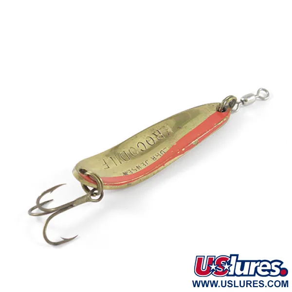 Vintage  Luhr Jensen Krocodile Die #3, 1/2oz Red / Brass fishing spoon #1678
