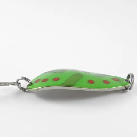 Vintage Seneca Little Cleo (Hula Girl), 2/3oz Green / Red / Nickel fishing spoon #1685