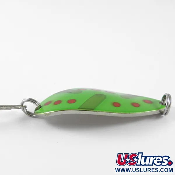 Vintage Seneca Little Cleo (Hula Girl), 2/3oz Green / Red / Nickel fishing spoon #1685