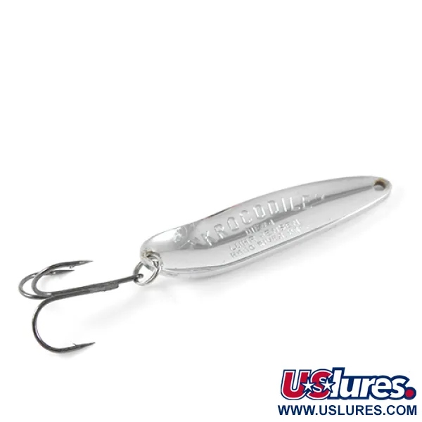 Vintage  Luhr Jensen Krocodile Die #4, 2/3oz Nickel fishing spoon #1689
