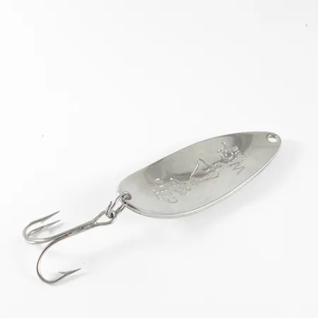 Vintage Seneca Little Cleo (Hula Girl) Glow, 1/2oz White / Orange / Nickel Glow (Glow in Dark) fishing spoon #1696