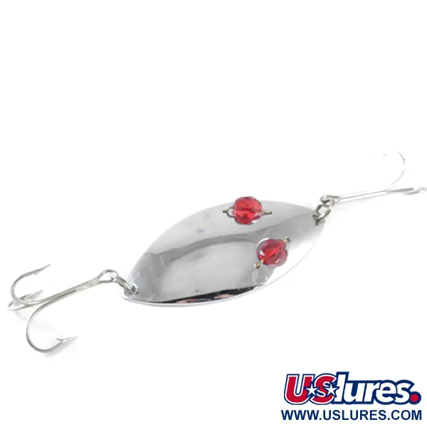 Vintage  Hofschneider Red Eye Wiggler, 1oz Nickel / Red Eyes fishing spoon #1697