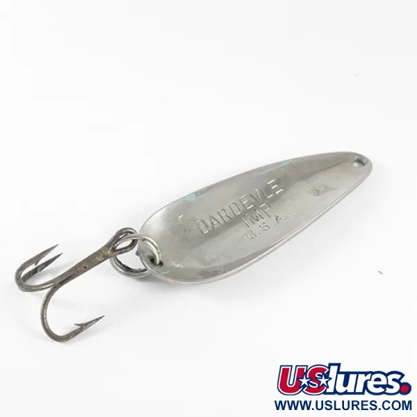 Vintage  Eppinger Dardevle Imp, 2/5oz Nickel / Green fishing spoon #1700