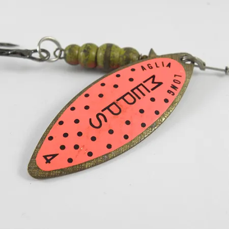 Vintage Mepps Aglia Long 4, 3/5oz Brass / Orange spinning lure #1703