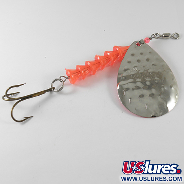 Vintage  Luhr Jensen Dave Davis, 3/5oz Fluorescent Orange / Hammered Nickel spinning lure #1712