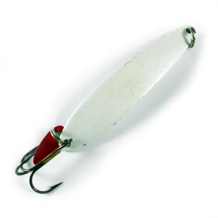 Vintage Bay de Noc Swedish pimple, 3/4oz Pearl White fishing spoon #1728