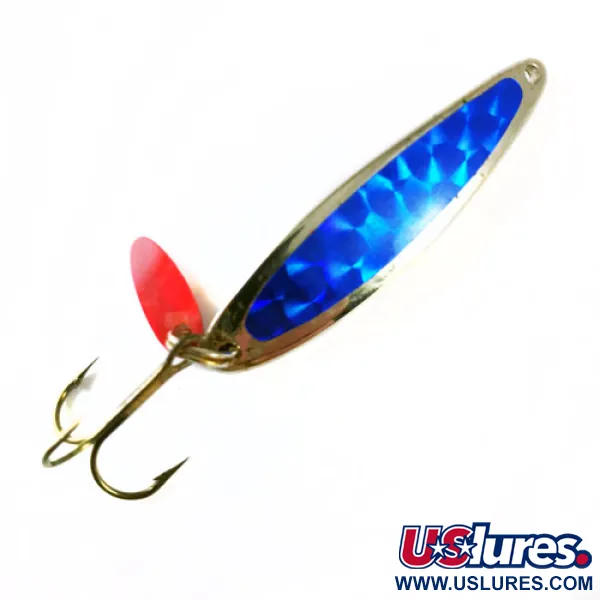Vintage   Bay de Noc Swedish pimple, 1/2oz Nickel / Blue fishing spoon #1729