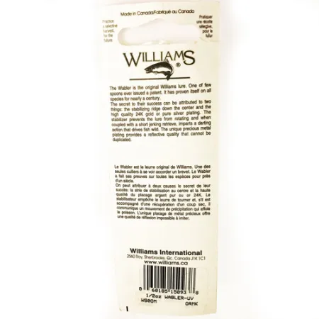 Williams Wabler W50 UV, 1/2oz Gold / Silver / Red (24-carat Gold plated and Silver) fishing spoon #1730