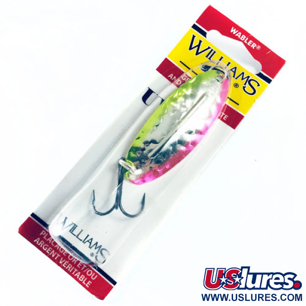   Williams Wabler W50 UV, 1/2oz Silver / Red / Green Fluorescent fishing spoon #1732