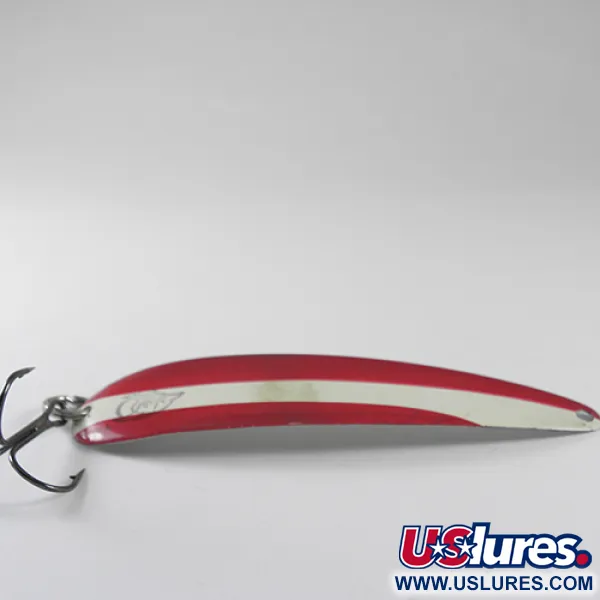 Vintage Eppinger King Flutter Devle 3200, 1/3oz Red / White / Nickel fishing spoon #1741