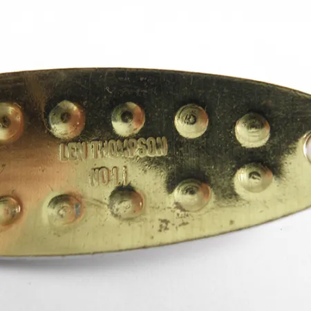 Vintage Len Thompson #11, 1/2oz Red / White / Brass fishing spoon #1747