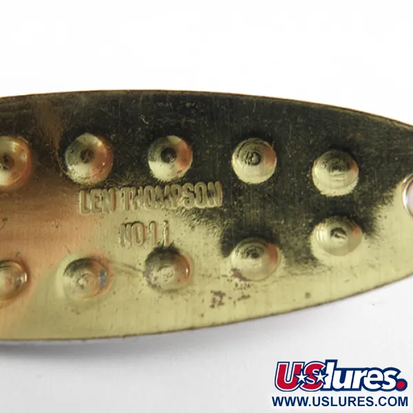 Vintage Len Thompson #11, 1/2oz Red / White / Brass fishing spoon #1747