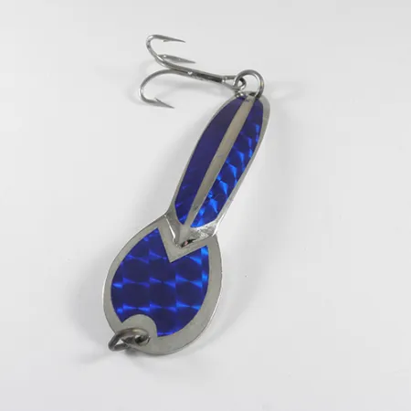 Vintage Glen Evans Loco 4, 1/3oz Nickel / Blue fishing spoon #1750