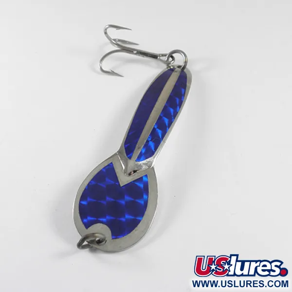 Vintage   Glen Evans Loco 4, 1/3oz Nickel / Blue fishing spoon #1750
